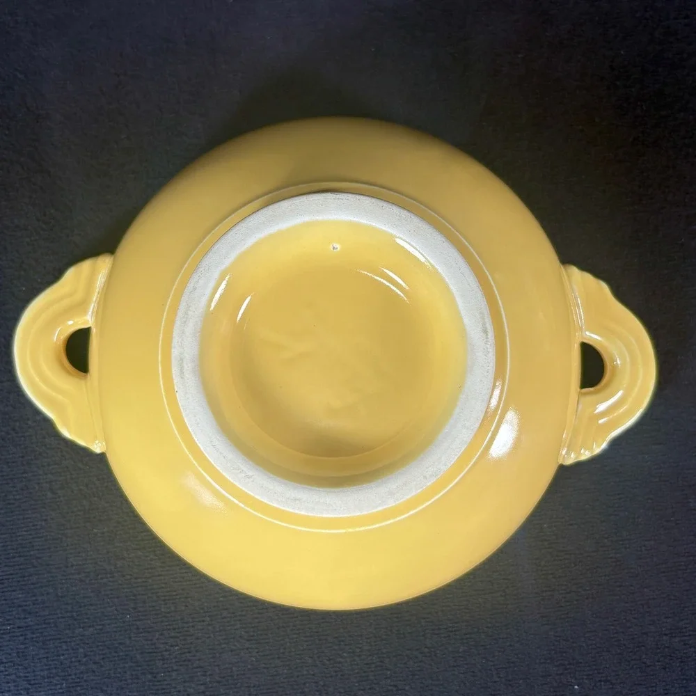 Fiesta Cream Soup Cups / Bowls‎ (2) Yellow w/ Lug Handles 6 5/8